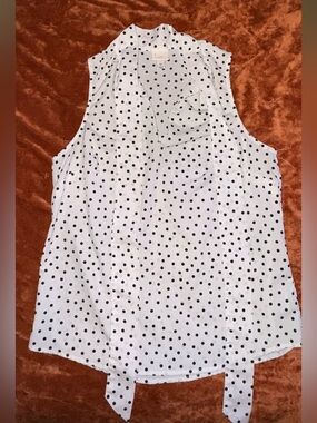 a new day White Sleeveless Polka Dot Blouse
